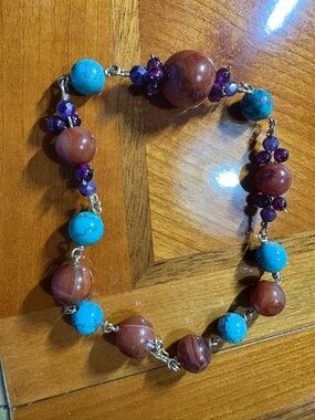 Handcrafted Turquoise & Brown Beaded Necklace